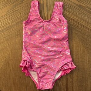 Size 3 Flap Happy Pink Mermaid Iridescent One Piece Swimsuit